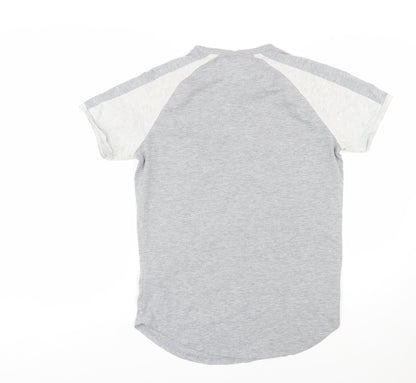 Gym King Men's Grey Colourblock Slim Fit Crew Neck T-Shirt Size M