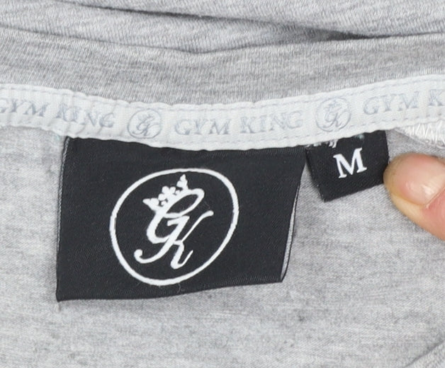 Gym King Men's Grey Colourblock Slim Fit Crew Neck T-Shirt Size M
