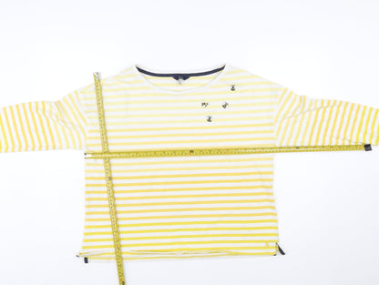 Joules Women Yellow Striped Long Sleeve Bee T-Shirt UK 12
