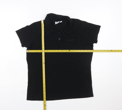 LA Gear Womens Black Polo Shirt Size 12 Short Sleeve Cotton Stretch