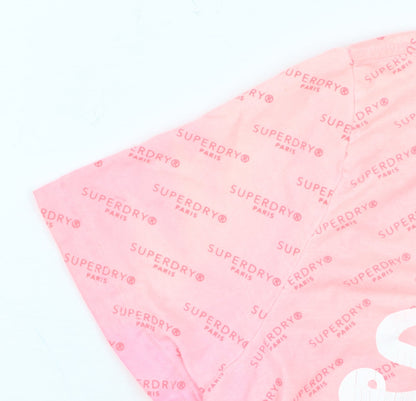 Superdry Womens Pink Crew Neck Logo T-Shirt Size 12