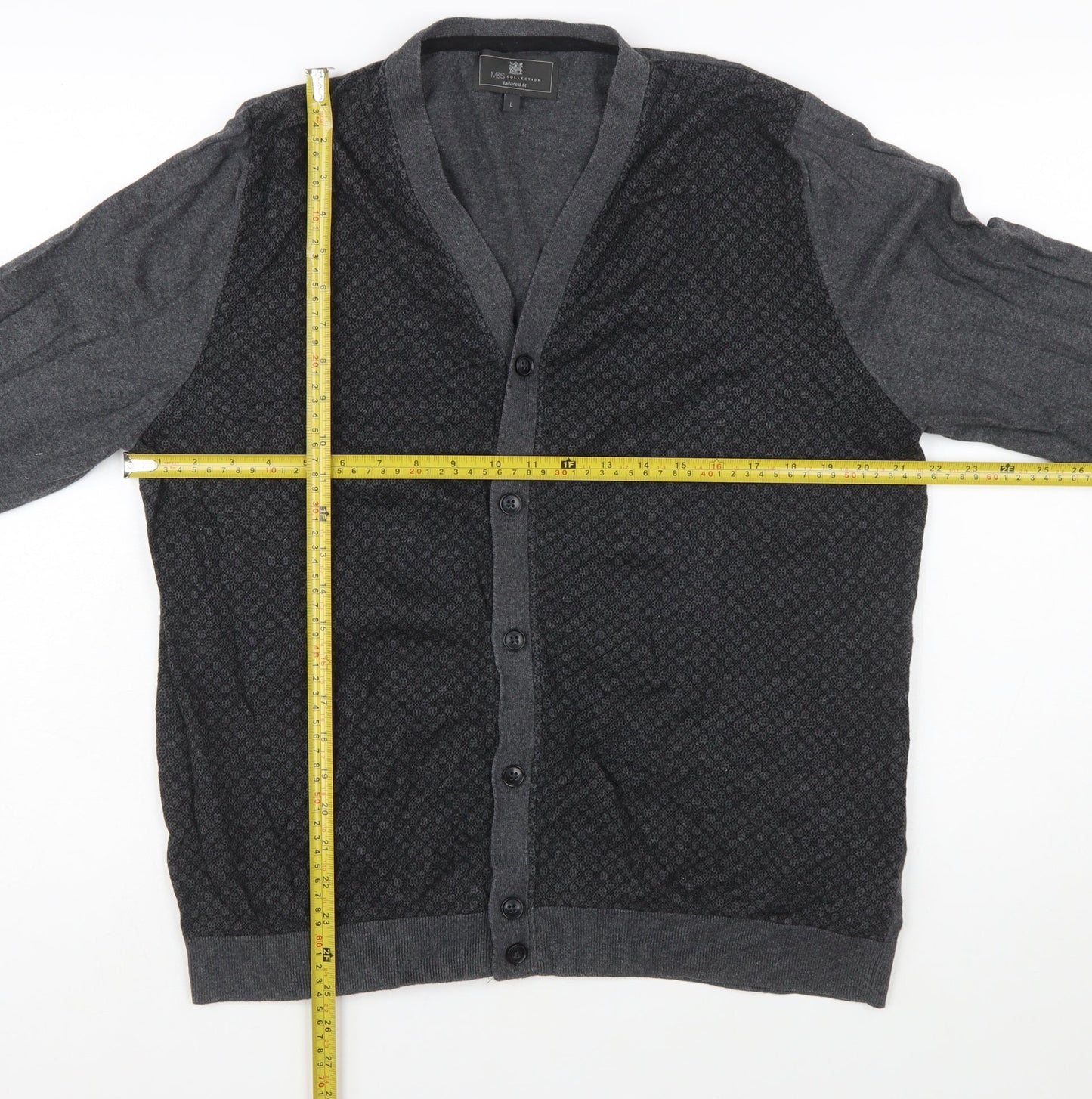 Marks and Spencer Men's Grey Cotton Cardigan L Tailored Fit