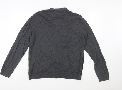Marks and Spencer Men's Grey Cotton Cardigan L Tailored Fit