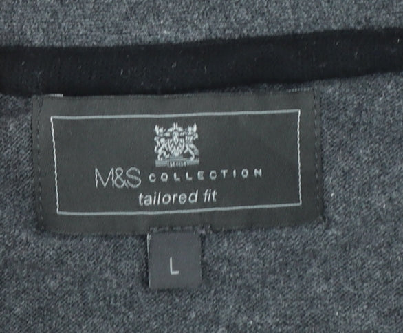 Marks and Spencer Men's Grey Cotton Cardigan L Tailored Fit