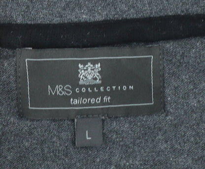 Marks and Spencer Men's Grey Cotton Cardigan L Tailored Fit