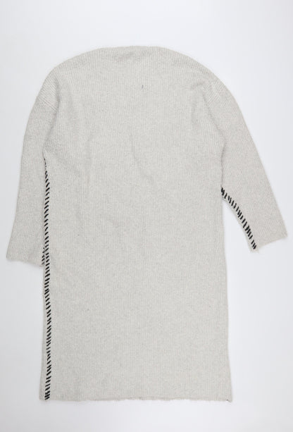 Zara Women Beige Knit Jumper Dress Size S Crew Neck Long Sleeve