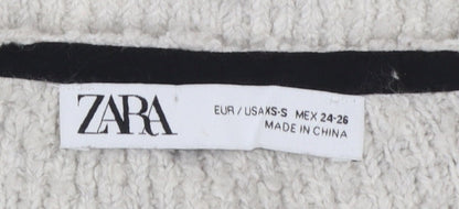 Zara Women Beige Knit Jumper Dress Size S Crew Neck Long Sleeve
