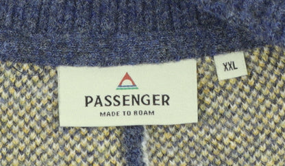 Passenger Women’s Blue Cardigan XXL Wool Blend Mountain Print