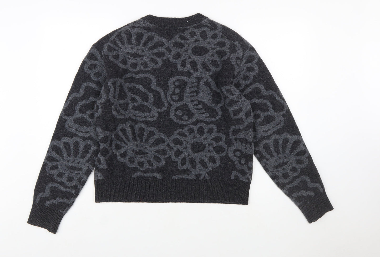 Marimekko x Uniqlo Womens Grey Wool Flower Knit Jumper Size M