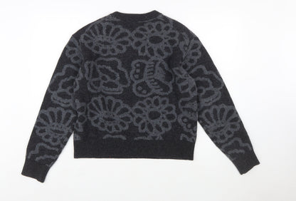 Marimekko x Uniqlo Womens Grey Wool Flower Knit Jumper Size M