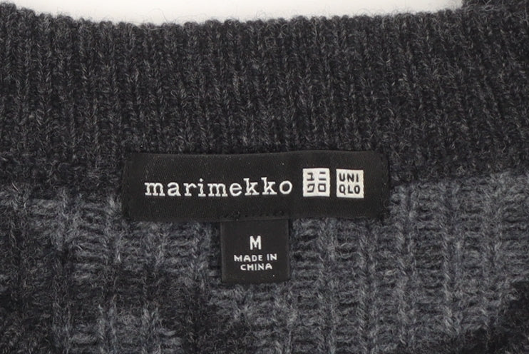 Marimekko x Uniqlo Womens Grey Wool Flower Knit Jumper Size M