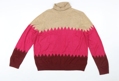 Marks and Spencer Women’s Multicoloured Roll Neck Jumper Size 18