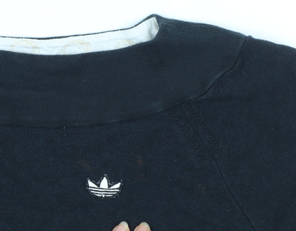 Adidas Womens Black Boat Neck Pullover Sweatshirt Size 10 Bamboo Blend