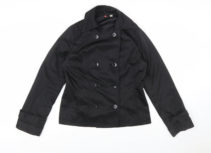Uniqlo Women Black L Pea Coat Style Short Jacket Polyester