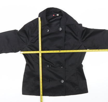 Uniqlo Women Black L Pea Coat Style Short Jacket Polyester