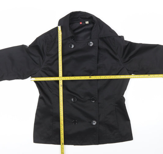 Uniqlo Women Black L Pea Coat Style Short Jacket Polyester