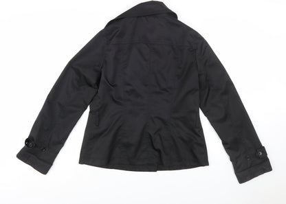 Uniqlo Women Black L Pea Coat Style Short Jacket Polyester