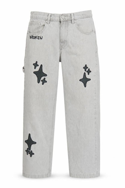 Broken Planet Market Grey Women's Straight Jeans W30 L30