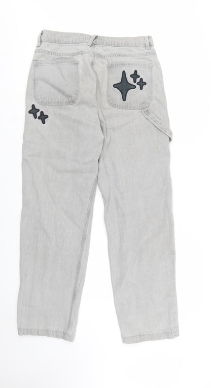 Broken Planet Market Grey Women's Straight Jeans W30 L30