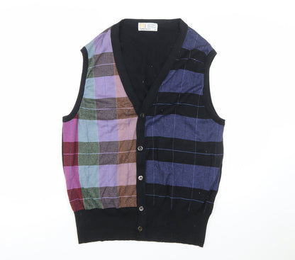 John Smedley Men's Multicoloured Cotton Check Vest L Classic Knit