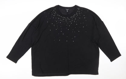 New Look Women Black Rhinestone Plus Size 32 Pullover Jumper
