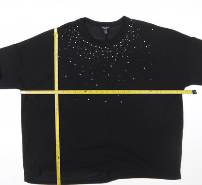 New Look Women Black Rhinestone Plus Size 32 Pullover Jumper