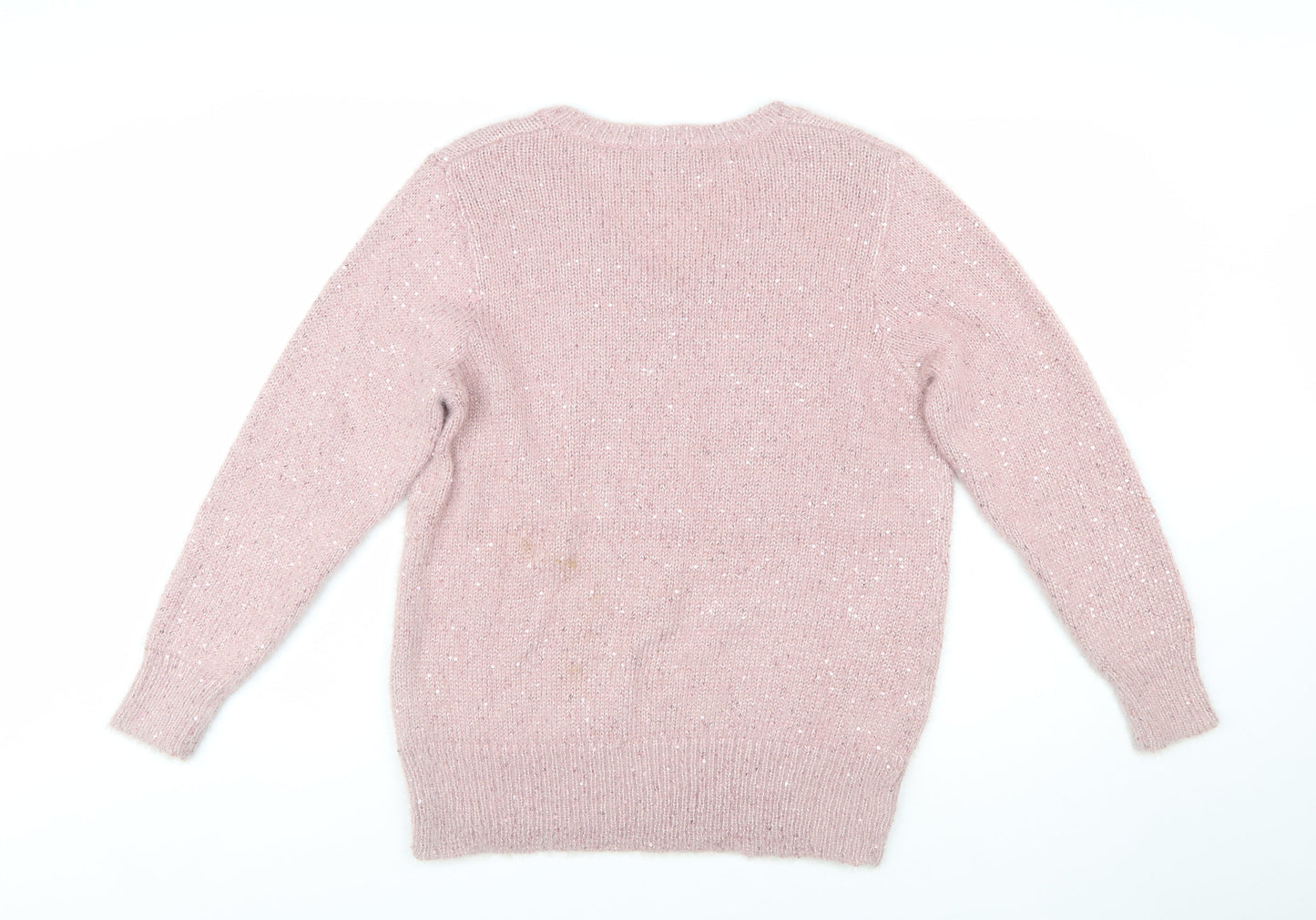 Cotton Traders Women's Dusky Pink Sequin V-Neck Knit Jumper Size 16