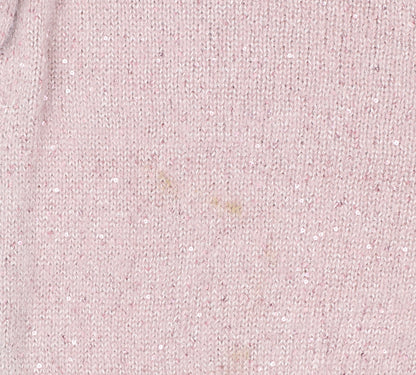Cotton Traders Women's Dusky Pink Sequin V-Neck Knit Jumper Size 16