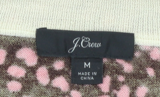 J.Crew Women's Brown Pink Animal Print Merino Wool Jumper Size M