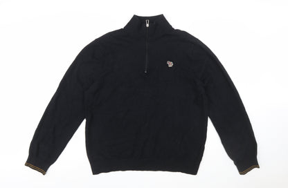 Paul Smith Men’s Black 2XL 1/2 Zip Cotton Knit Jumper