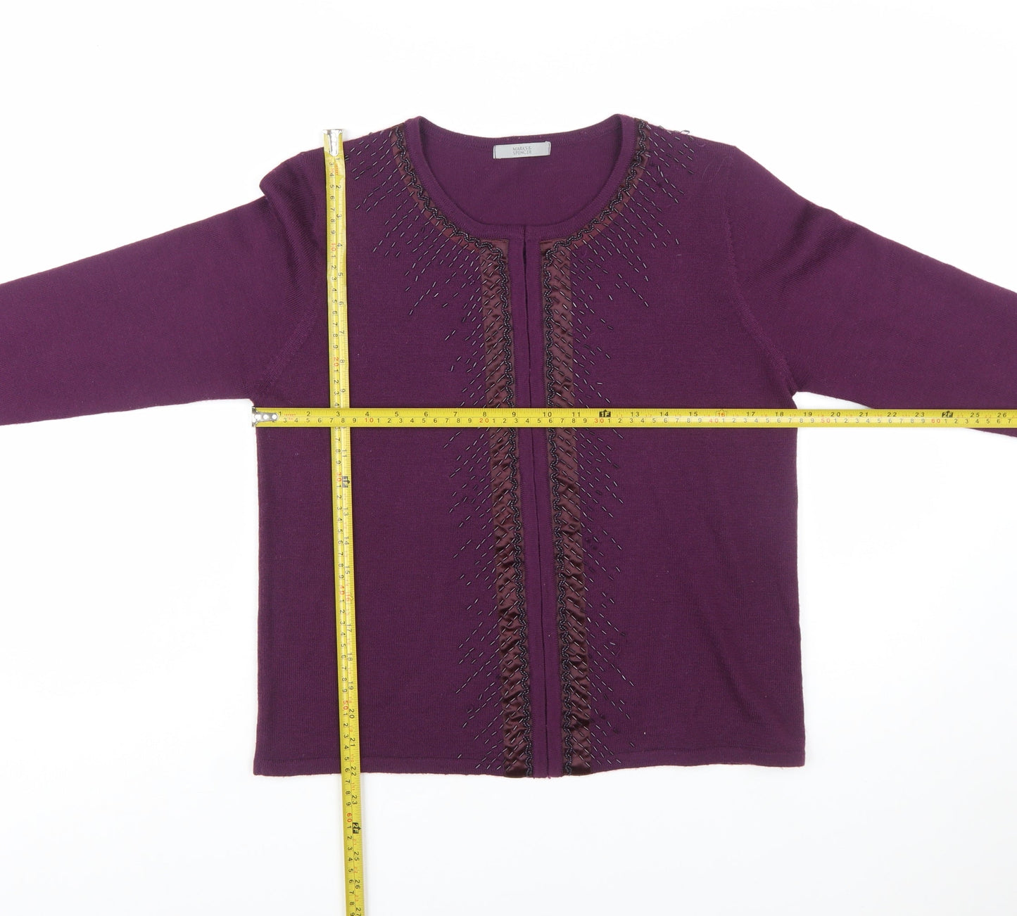 Marks and Spencer Women's Deep Purple Beaded Cardigan UK 16