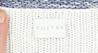 Poetry Womens Blue Striped Cotton Jumper Size 12 Boat Neck Knit