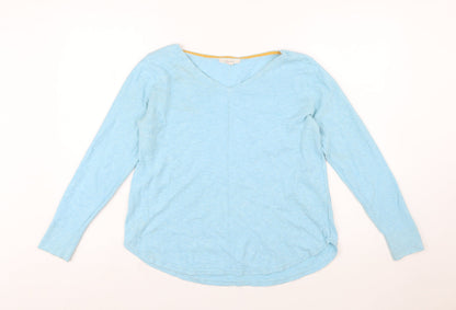 White Stuff Women's Blue Cotton V-Neck Jumper Size 12