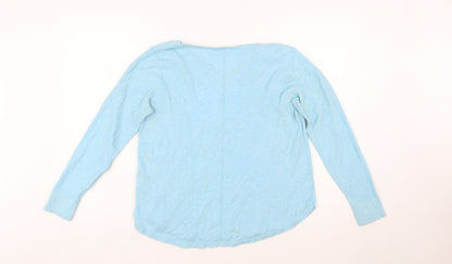 White Stuff Women's Blue Cotton V-Neck Jumper Size 12