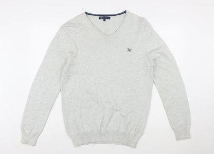 Crew Clothing Company Men’s Grey V-Neck Cotton Cashmere Jumper L