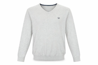 Crew Clothing Men’s Grey V-Neck Cotton Cashmere Jumper L