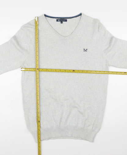 Crew Clothing Company Men’s Grey V-Neck Cotton Cashmere Jumper L