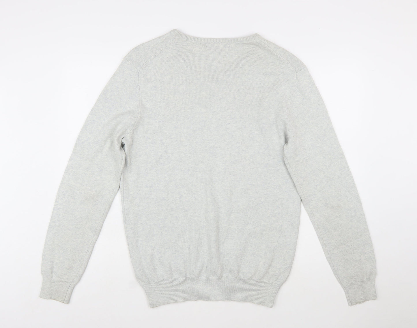 Crew Clothing Company Men’s Grey V-Neck Cotton Cashmere Jumper L