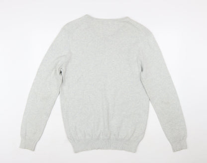 Crew Clothing Company Men’s Grey V-Neck Cotton Cashmere Jumper L