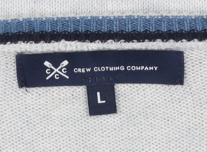 Crew Clothing Company Men’s Grey V-Neck Cotton Cashmere Jumper L