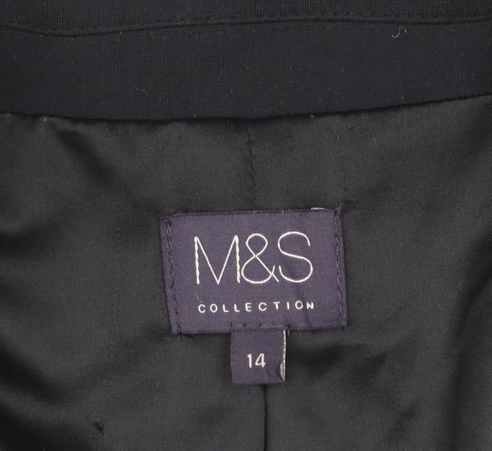 Marks and Spencer Women Black Size 14 Classic Single-Breasted Blazer