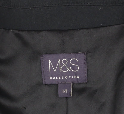 Marks and Spencer Women Black Size 14 Classic Single-Breasted Blazer
