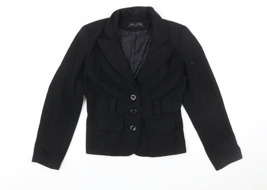 Miss Mania Women's Black Wool Blend Blazer Jacket Size 12