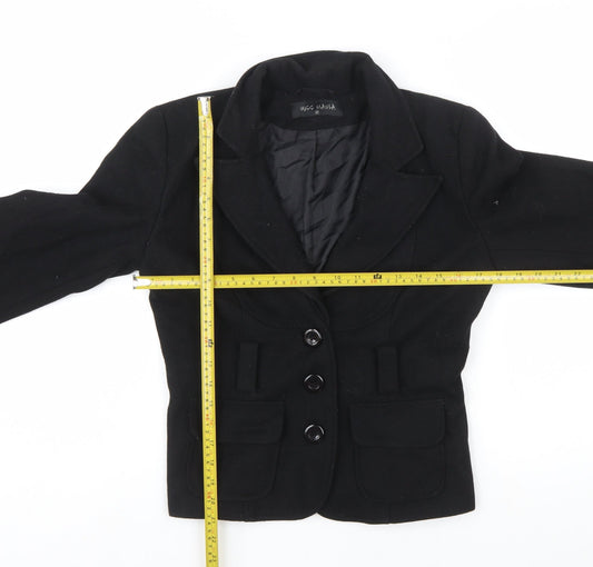Miss Mania Women's Black Wool Blend Blazer Jacket Size 12