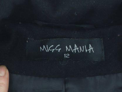 Miss Mania Women's Black Wool Blend Blazer Jacket Size 12