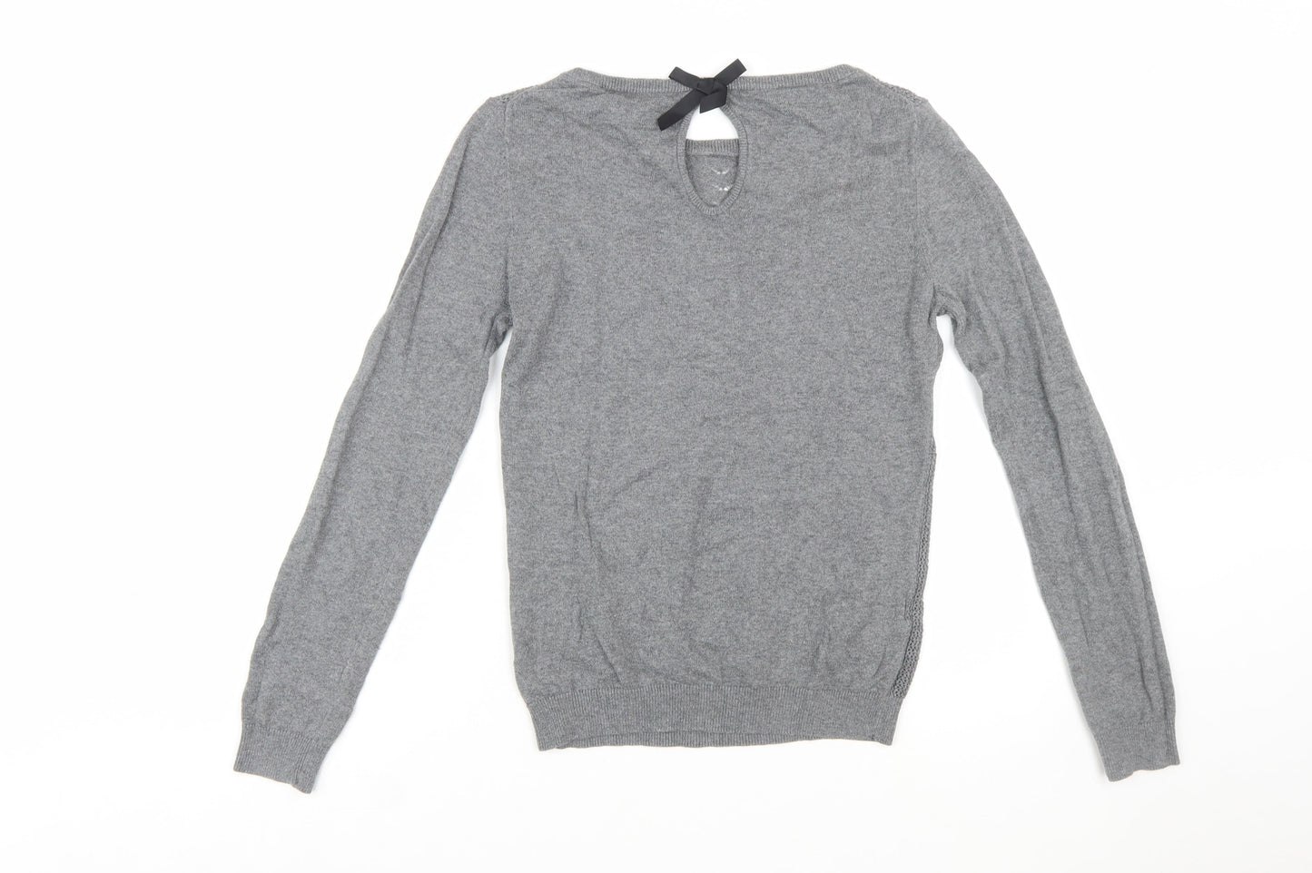Mango Women’s Grey Cable-Knit Crew Neck Long Sleeve Jumper Size 8