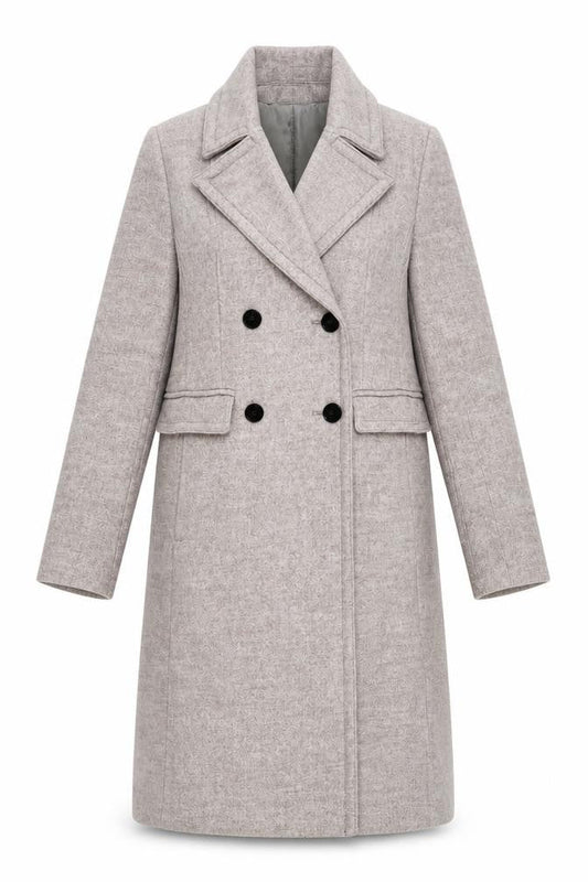Linea Women’s Beige Wool Blend Long Overcoat Size 10 Classic Style