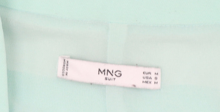 Mango Women Mint Green Cropped Blazer Jacket Size 12 Polyester Blend
