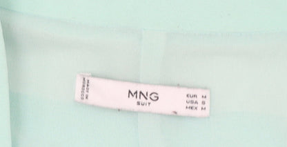 Mango Women Mint Green Cropped Blazer Jacket Size 12 Polyester Blend