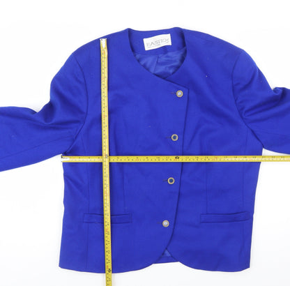 Eastex Women's Blue Wool Blend Single-Breasted Jacket Size 18